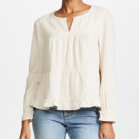 XiRENA Tops - Xirena Gigi Ruffle Trim Long Sleeve Blouse